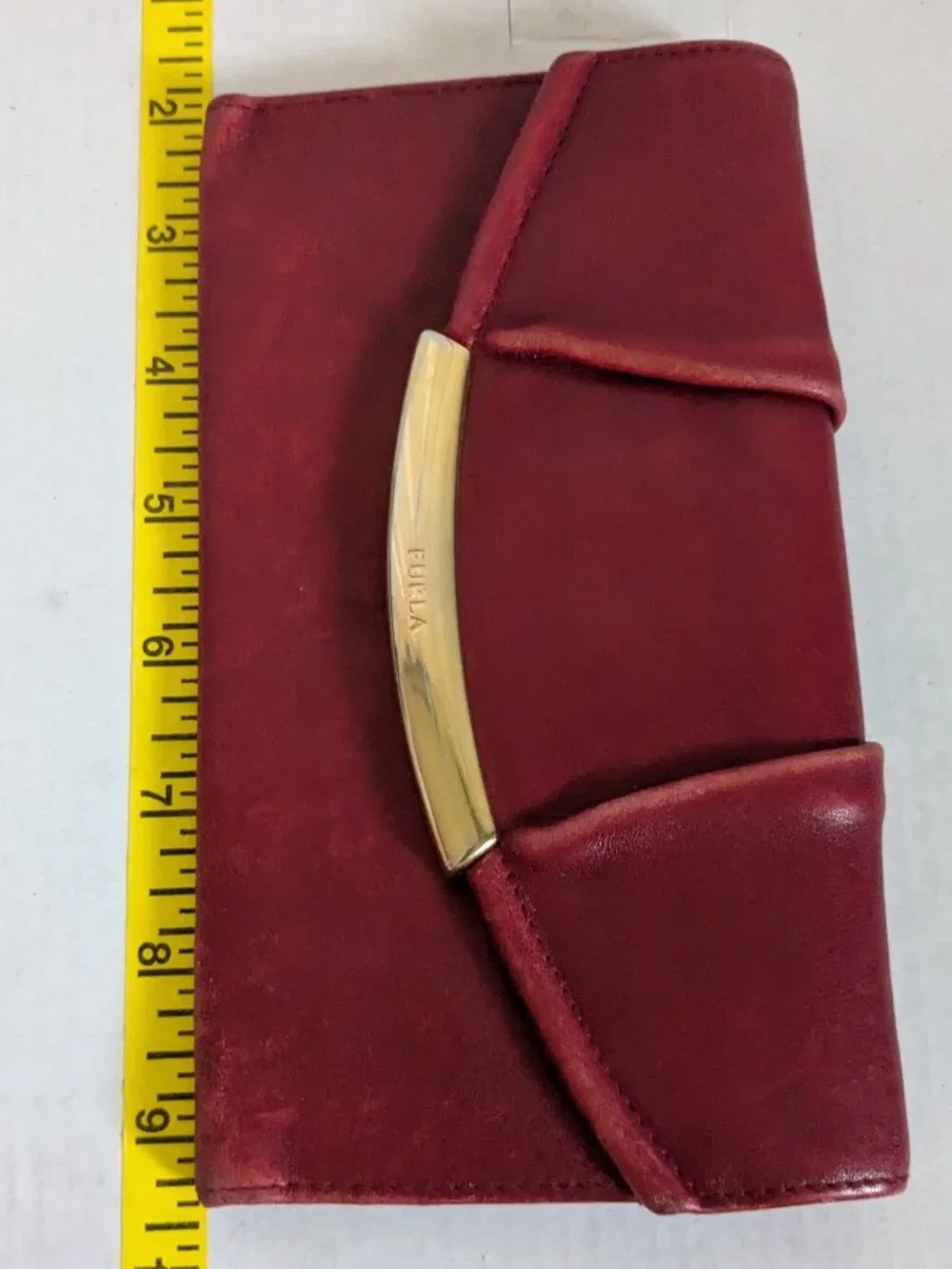 Vintage FURLA Made In Italy Red Leather Clutch Wallet